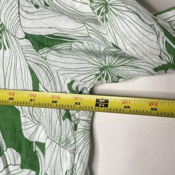 Tahari Womens Blouse Sz 1X Plus Linen Floral Cottagecore Green Flowy Boho Artsy - Picture 7 of 8